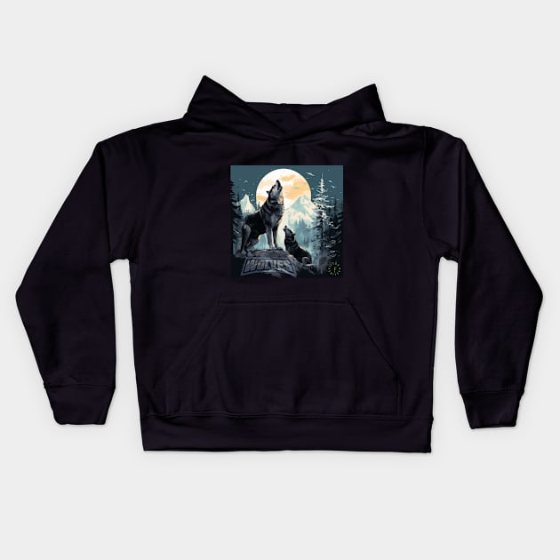 wolves Kids Hoodie by FehuMarcinArt